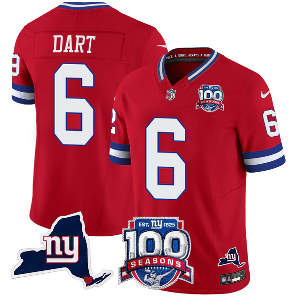 New York Giants 100th Season & State Patch Vapor Limited Jersey - All Stitched
