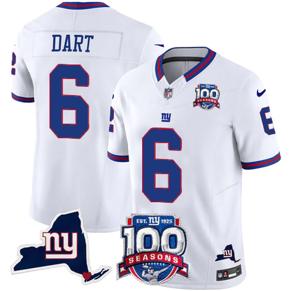 New York Giants 100th Season & State Patch Vapor Limited Jersey - All Stitched