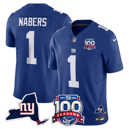 New York Giants 100th Season & State Patch Vapor Limited Jersey - All Stitched