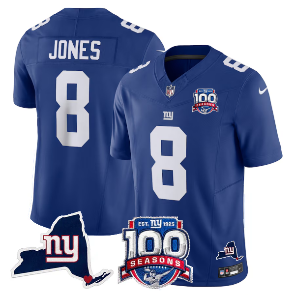 New York Giants 100th Season & State Patch Vapor Limited Jersey - All Stitched