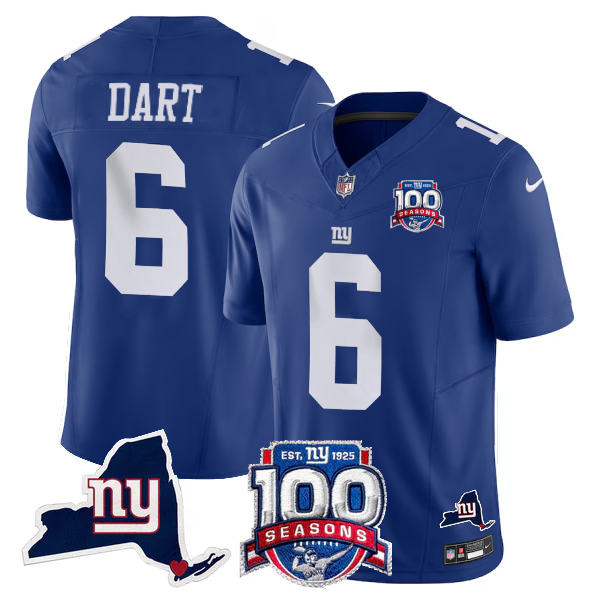 New York Giants 100th Season & State Patch Vapor Limited Jersey - All Stitched