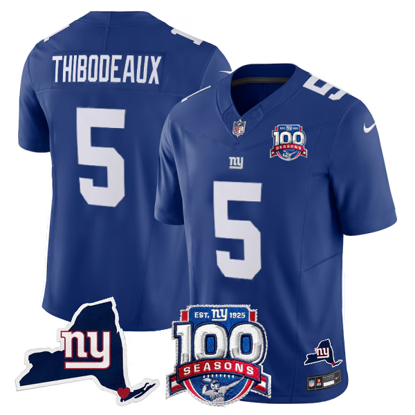 New York Giants 100th Season & State Patch Vapor Limited Jersey - All Stitched