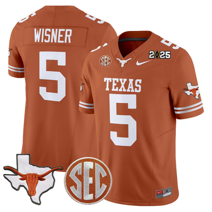 Texas Longhorns 2025 CFP Final Patch Vapor Limited Jersey - All Stitched