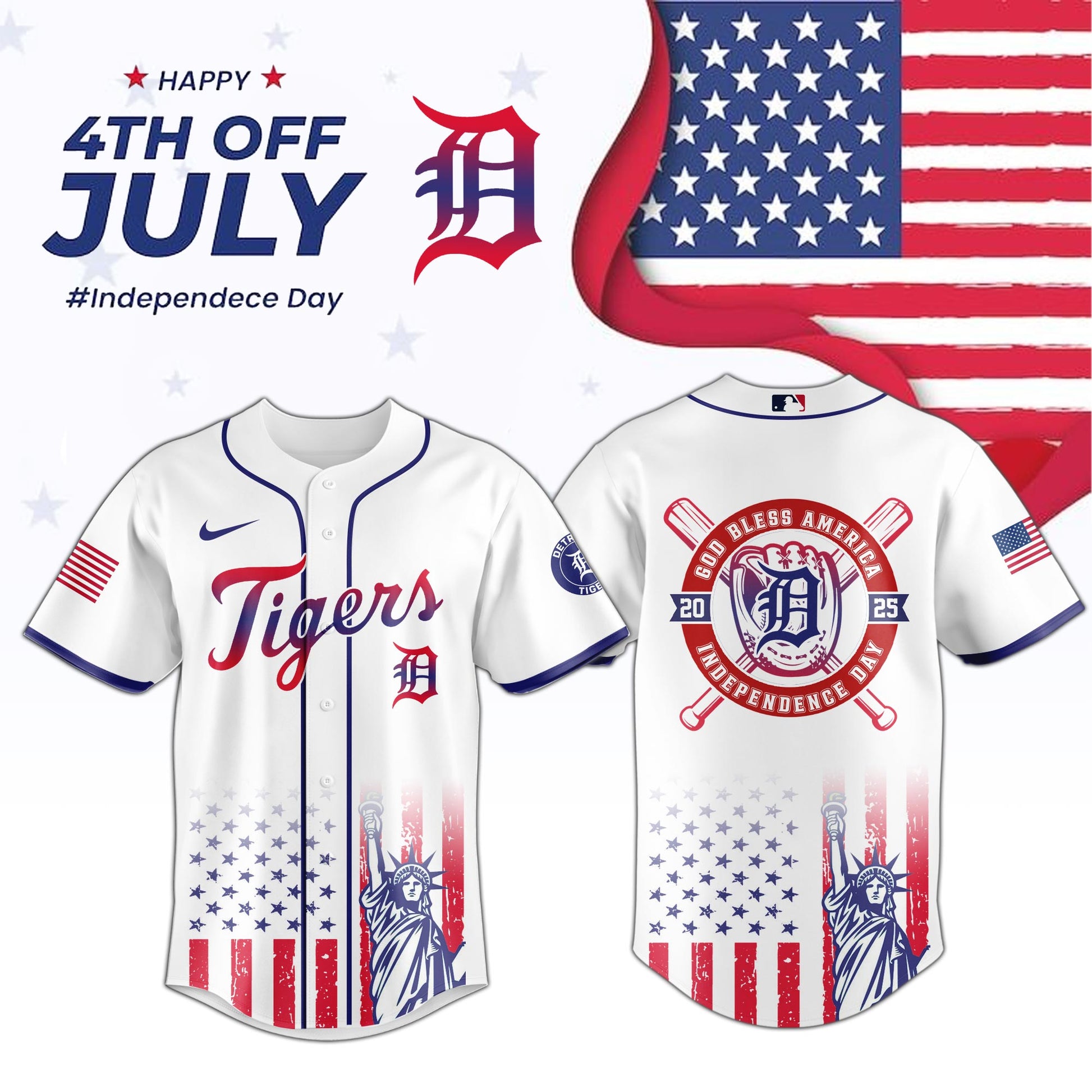 .Detroit Tigers Special Independence Day Limited Edition Jersey